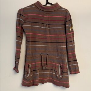 Geox Brown Top with Pink and Blue Stripes